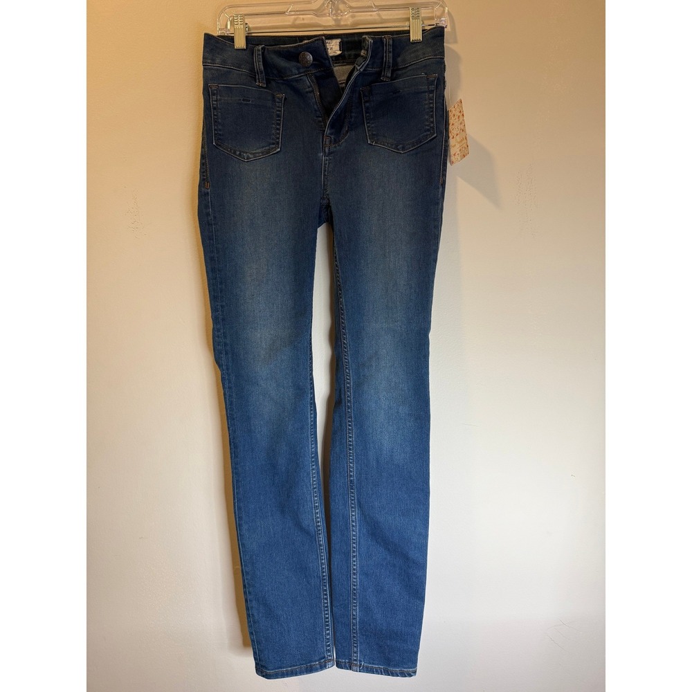 Free People Womens High Rise Skinny Jeans Medium Wash Blue Denim Size 25 NWT